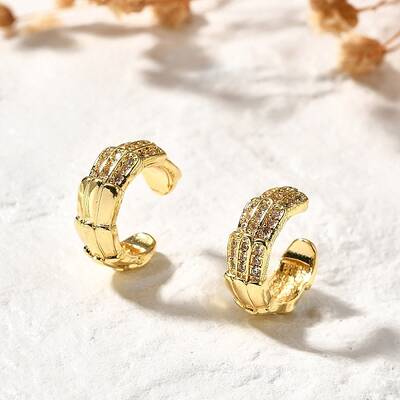 Brass Micro Pave Clear Cubic Zirconia Cuff Earrings