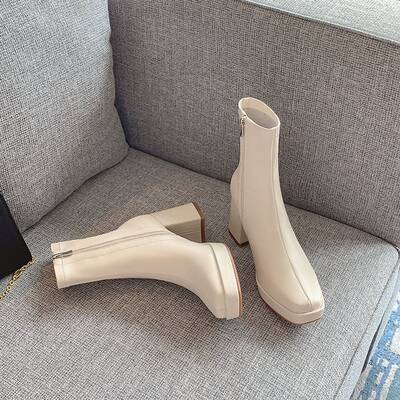 CHIKO Rudecinda Square Toe Block Heels Ankle Boots