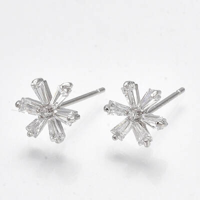 Brass Cubic Zirconia Stud Earrings