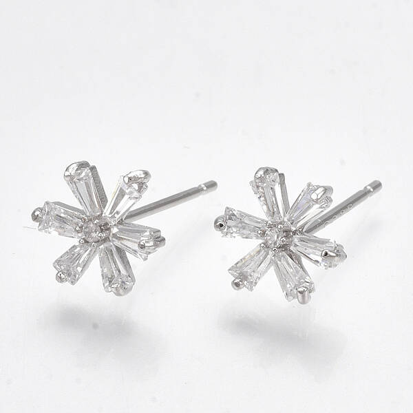 Brass Cubic Zirconia Stud Earrings