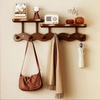 Multi-Purpose Storage for Clothes, Keys & Towels, Easy Install, Boho Bamboo No-Drill Wall Hooks Floating Shelf -Stylish Home ...