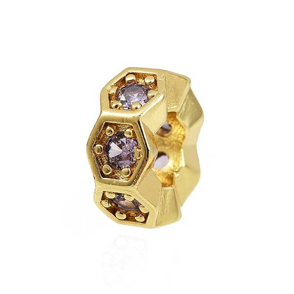 Wave Edge Flat Round Rack Plating Brass Cubic Zirconia European Beads