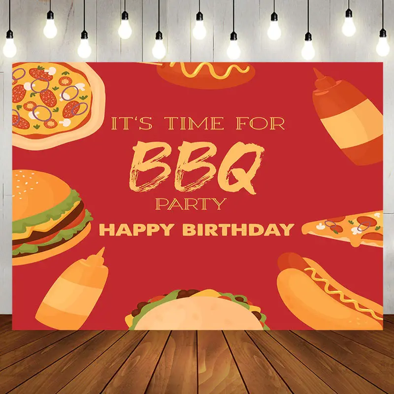 Red Food Its Time For Bbq Birthday Party Backdrop