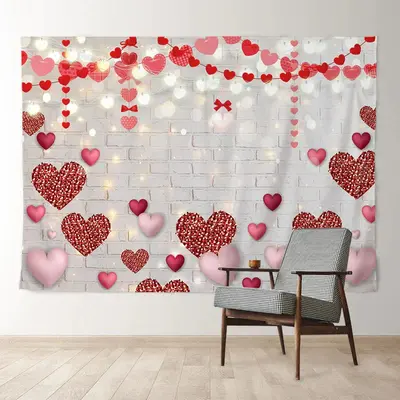 Aperturee Cross Heart Balloon White Valentines Day Backdrop