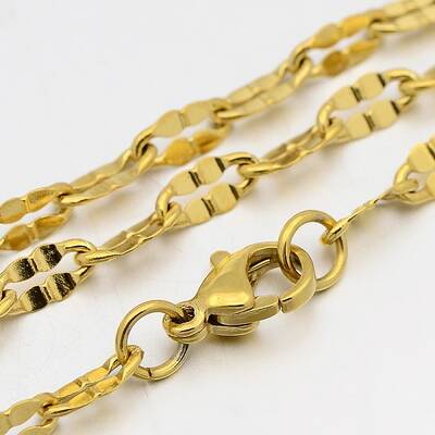 304 Stainless Steel Dapped Cable Chain Necklaces