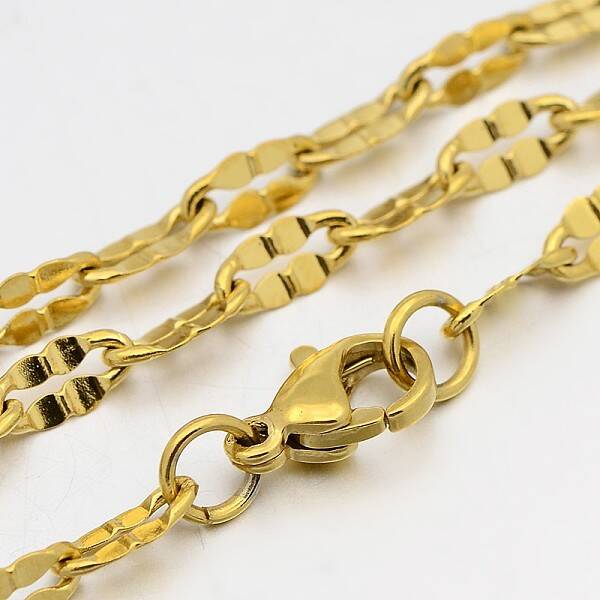 304 Stainless Steel Dapped Cable Chain Necklaces