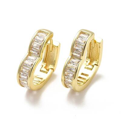 Brass Cubic Zirconia Hoop Earrings