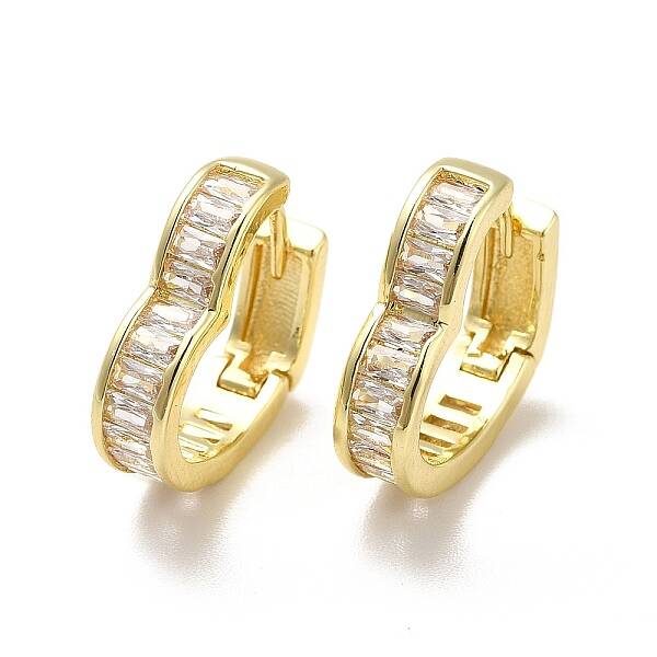 Brass Cubic Zirconia Hoop Earrings