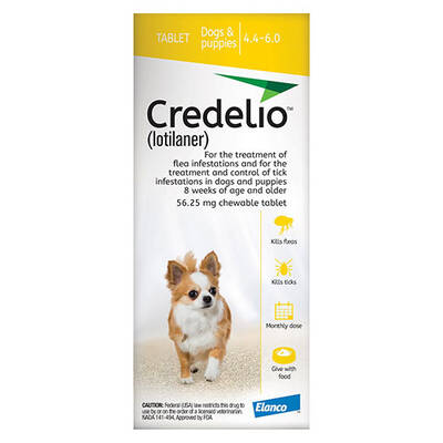 Credelio For Dogs 4.4 To 06 Lbs (56.25 Mg) Yellow 3 Doses