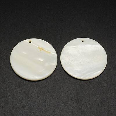 Flat Round Freshwater Shell Pendants