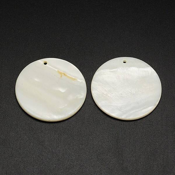 Flat Round Freshwater Shell Pendants
