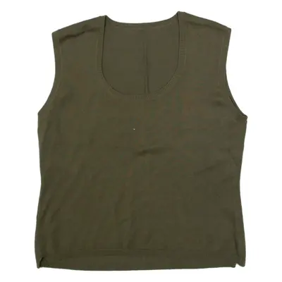 Mens Vest Green Tight Knit Sleeveless M