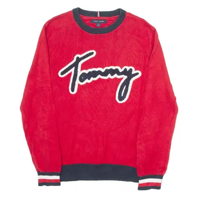 TOMMY HILFIGER Mens Jumper Red Tight Knit S