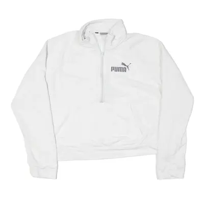 PUMA Cropped Sweatshirt White 1/2 Zip Womens L