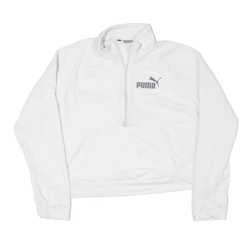 PUMA Cropped Sweatshirt White 1/2 Zip Womens L
