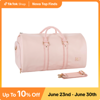 SEYFOCNIA Convertible Carry on Garment Bag Leather Garment Bags for Travel with Shoe Pouch 2 in 1 Hanging Suitcase Suit Trave...