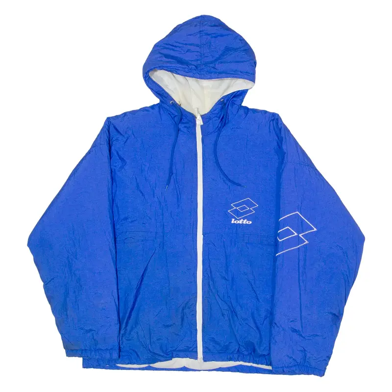 LOTTO Mens Jacket Blue Nylon 90s Hooded M