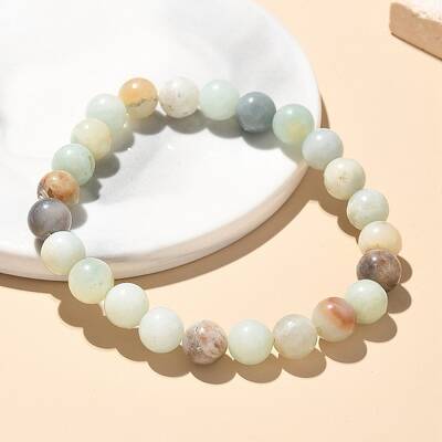 Natural Flower Amazonite Bead Stretch Bracelets