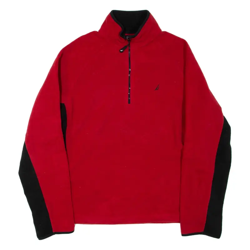NAUTICA Mens Fleece Red 1/4 Zip L