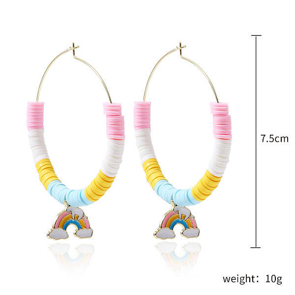 Bohemia Style Colorful Clay Beads Hoop Earrings