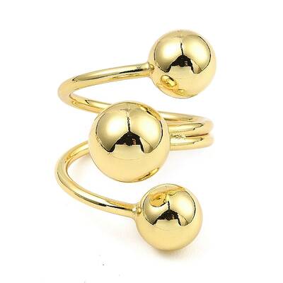 Rack Plating Brass Round Ball Beded Open Cuff Rings