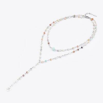 Natural Flower Amazonite Lariat Necklaces