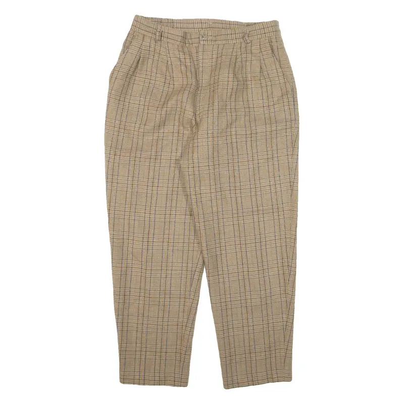 Check Womens Knit Trousers Green Relaxed Tapered W29 L25