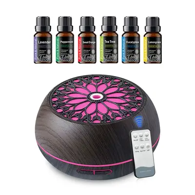 Wood Grain Aroma Diffuser Humidifier 550ml, Ultrasonic Waterless Fragrance Oil Diffuser with Remote, Essential Oil Aroma Diff...