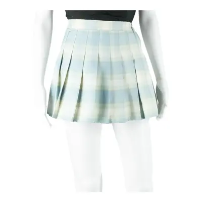 JOEWENKO Y2K Short Pleated Skirt Blue Check Womens XXS