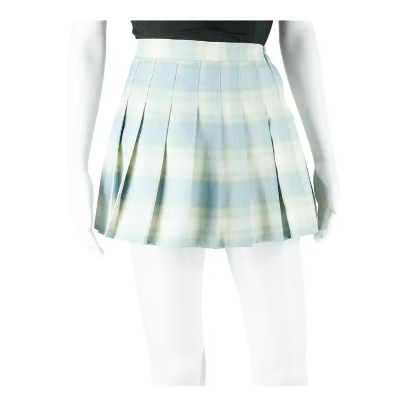 JOEWENKO Y2K Short Pleated Skirt Blue Check Womens XXS