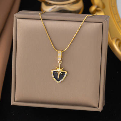 304 Stainless Steel & Rhinestone & Enamel Pendant Necklaces for Women