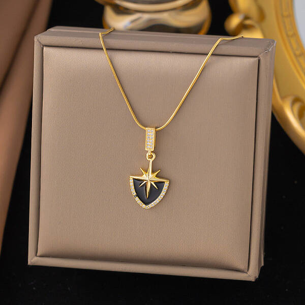 304 Stainless Steel & Rhinestone & Enamel Pendant Necklaces for Women
