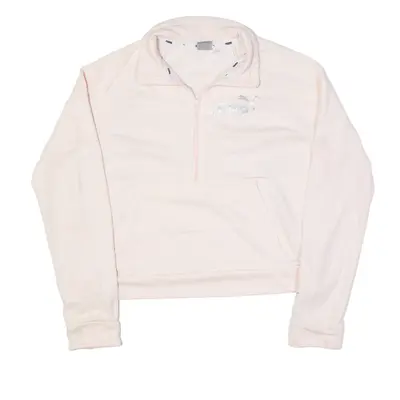 PUMA Cropped Sweatshirt Pink 1/2 Zip Womens M