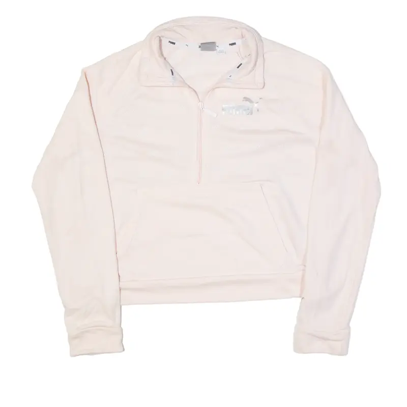 PUMA Cropped Sweatshirt Pink 1/2 Zip Womens M