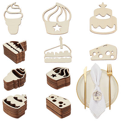 100Pcs 5 Styles Unfinished Wooden Cutouts
