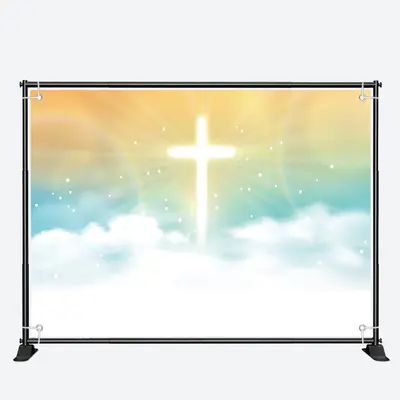 Holy Luminescent Cross Sky Clouds memorial Backdrop - Aperturee