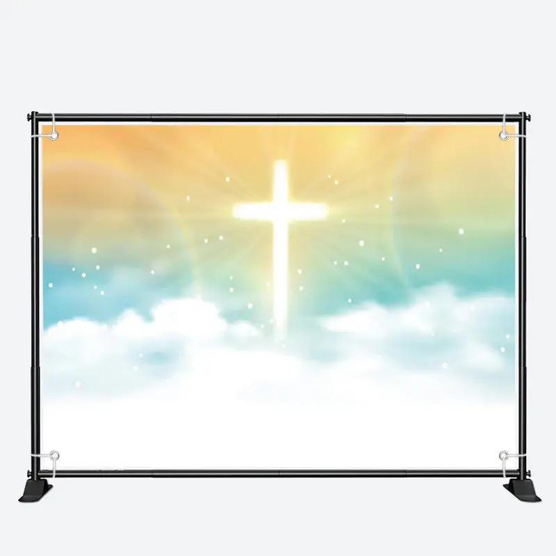 Holy Luminescent Cross Sky Clouds memorial Backdrop - Aperturee