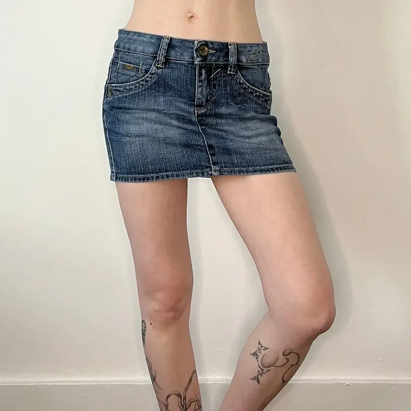 Gas Mini Denim Skirt - 27W UK 8 Blue Cotton