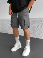 Men's Solid Flap Pocket Cargo Shorts, Regular Fit Casual Comfy Breathable Drawstring Waist Shorts for Summer, Men's Bottoms f...