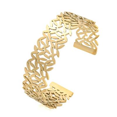 Ion Plating(IP) 304 Stainless Steel Hollow Open Cuff Bangles