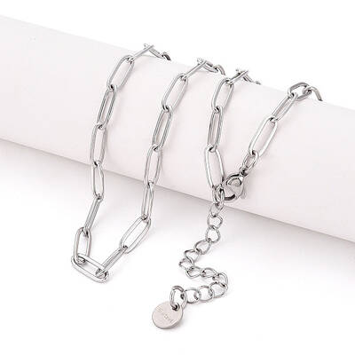 304 Stainless Steel Paperclip Chain Necklace