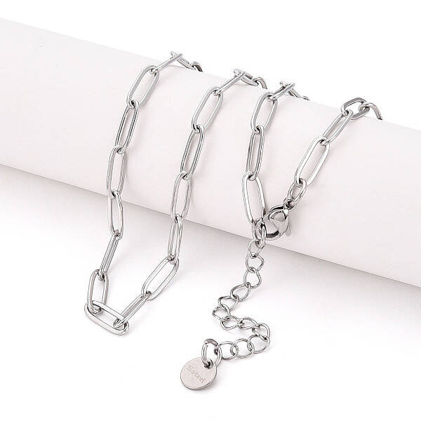 304 Stainless Steel Paperclip Chain Necklace