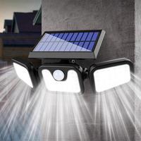 Solar Powered Outdoor Lights, 74LEDs Motion-Sensor Solar Light Outdoor LED Floodlight with 3 Adjustable Heads, Suitable for ...