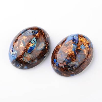 Assembled Synthetic Bronzite and Imperial Jasper Cabochons