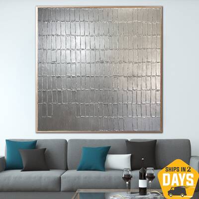 Abstract Silver Mesh Monochrome Paintings On Canvas Original Modern Artwork Texture Oil Painting Art for Living Room Decor | ...