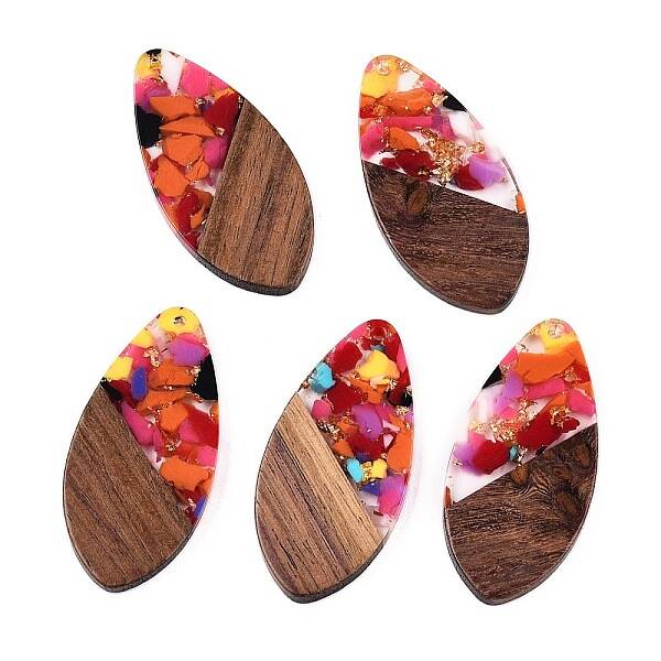 Transparent Resin and Walnut Wood Pendants