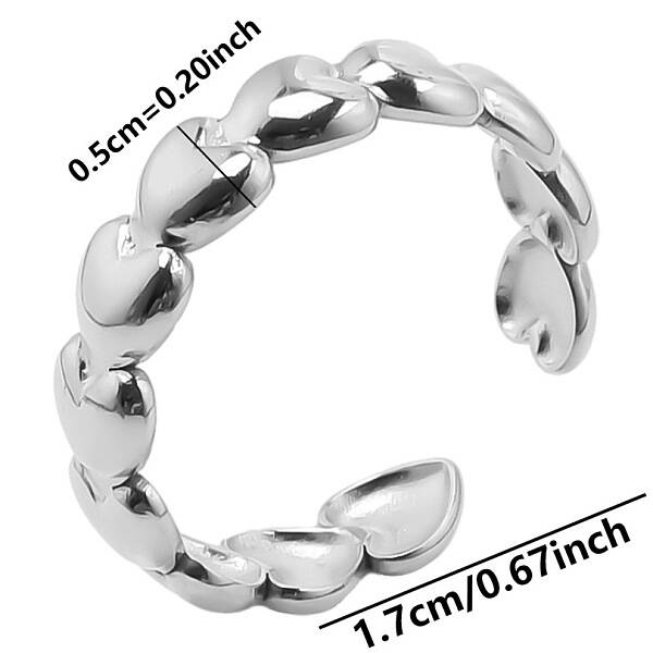 Non-Tarnish Minimalist Heart 304 Stainless Steel Cuff Rings