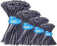 Zip Ties 400 Pack - Assorted Sizes 4”, 6”, 8”, 12”, Multi-Purpose Self-Locking Nylon Cable Management