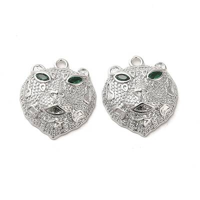 Brass Micro Pave Green Cubic Zirconia Pendants