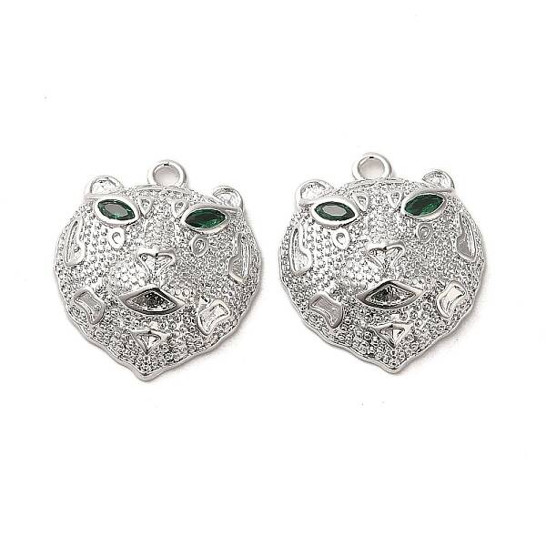 Brass Micro Pave Green Cubic Zirconia Pendants
